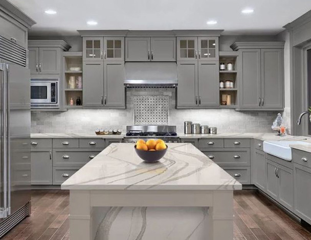 Professional kitchen renovation showcasing bold cabinets and design